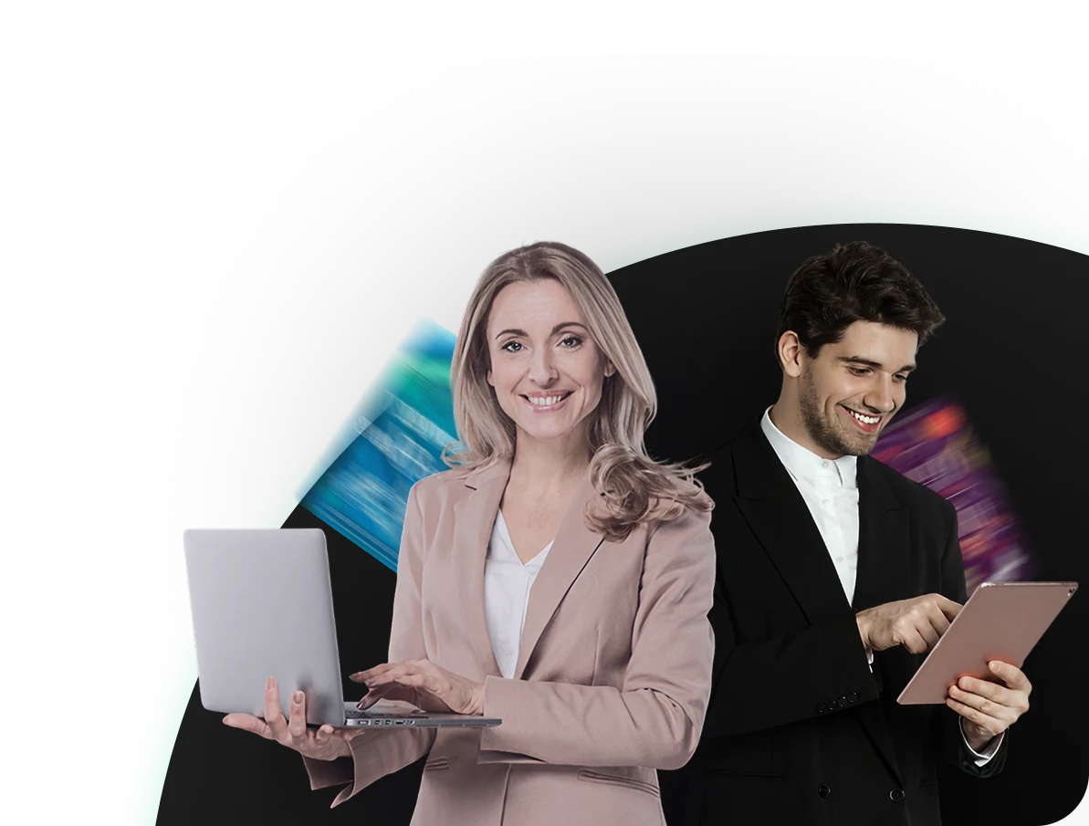 Publishing team working with laptop and tablet